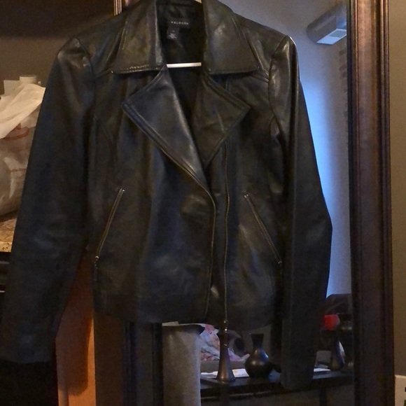 halogen black leather jacket